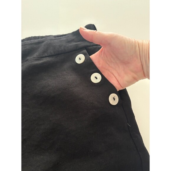 Joie Linen Blend Pants Size Large Black Wide Leg Cropped Lagenlook Pockets - Picture 15 of 15